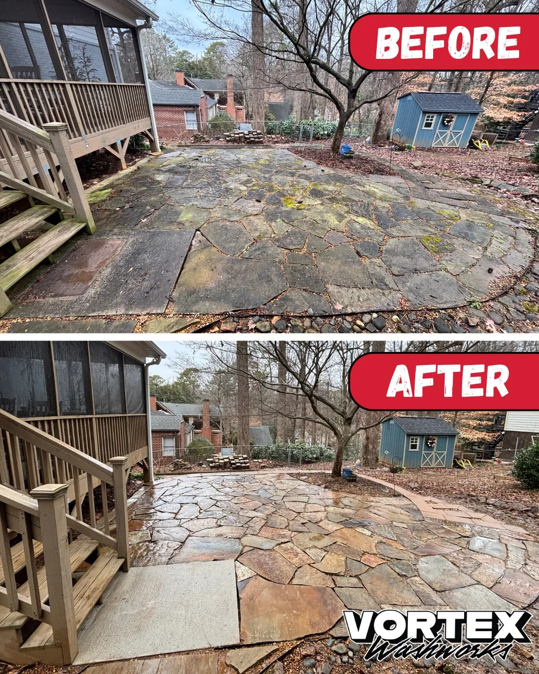 Paver patio pressure washing before and after in Decatur, GA